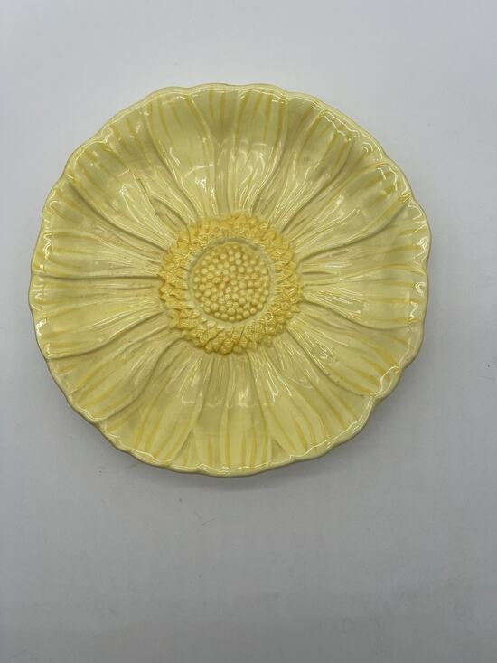 fresh Other - Fresh Decor Yellow Floral Ceramic Serving Bowl Plate Daisy Sunflower 9”